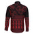 Red Taniko Kowhaiwhai Tukutuku Motif Family Matching Off The Shoulder Long Sleeve Dress and Hawaiian Shirt