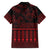Red Taniko Kowhaiwhai Tukutuku Motif Family Matching Short Sleeve Bodycon Dress and Hawaiian Shirt