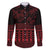 Red Taniko Kowhaiwhai Tukutuku Motif Family Matching Short Sleeve Bodycon Dress and Hawaiian Shirt