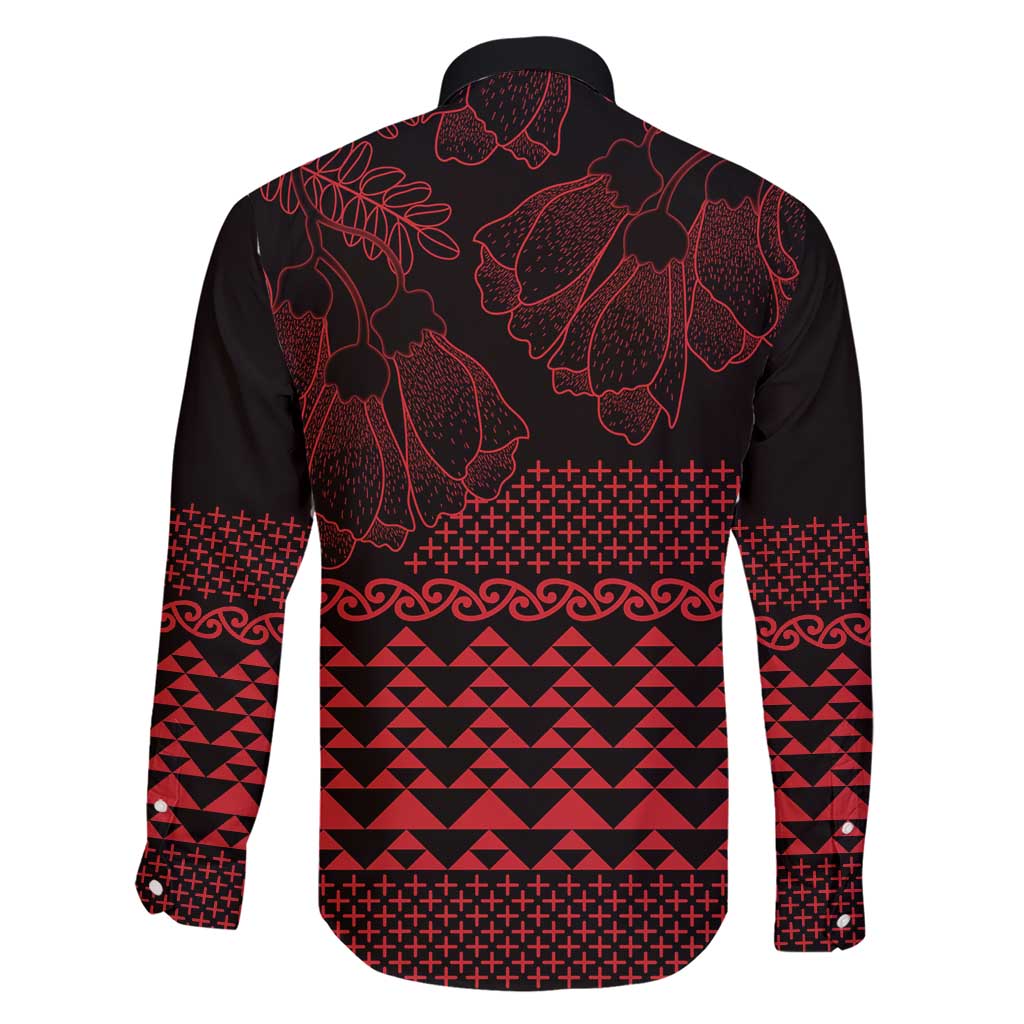 Red Taniko Kowhaiwhai Tukutuku Motif Family Matching Short Sleeve Bodycon Dress and Hawaiian Shirt LT9 - Polynesian Pride