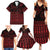 Red Taniko Kowhaiwhai Tukutuku Motif Family Matching Summer Maxi Dress and Hawaiian Shirt