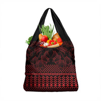 Red Taniko Kowhaiwhai Tukutuku Motif Grocery Bag