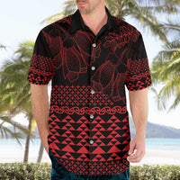 Red Taniko Kowhaiwhai Tukutuku Motif Hawaiian Shirt