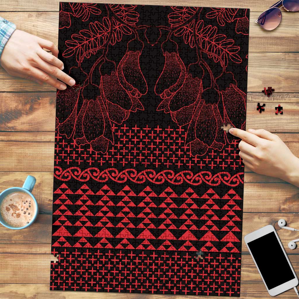 Red Taniko Kowhaiwhai Tukutuku Motif Puzzle - Polynesian Pride