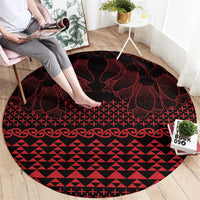 Red Taniko Kowhaiwhai Tukutuku Motif Round Carpet LT9 - Polynesian Pride