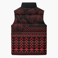 Red Taniko Kowhaiwhai Tukutuku Motif Sleeveless Puffer Jacket LT9 - Polynesian Pride
