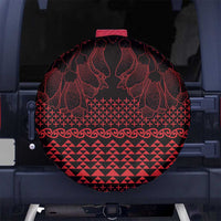 Red Taniko Kowhaiwhai Tukutuku Motif Spare Tire Cover LT9 No hole Red - Polynesian Pride