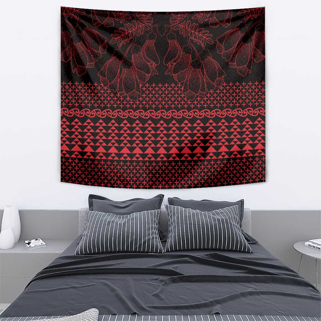 Red Taniko Kowhaiwhai Tukutuku Motif Tapestry