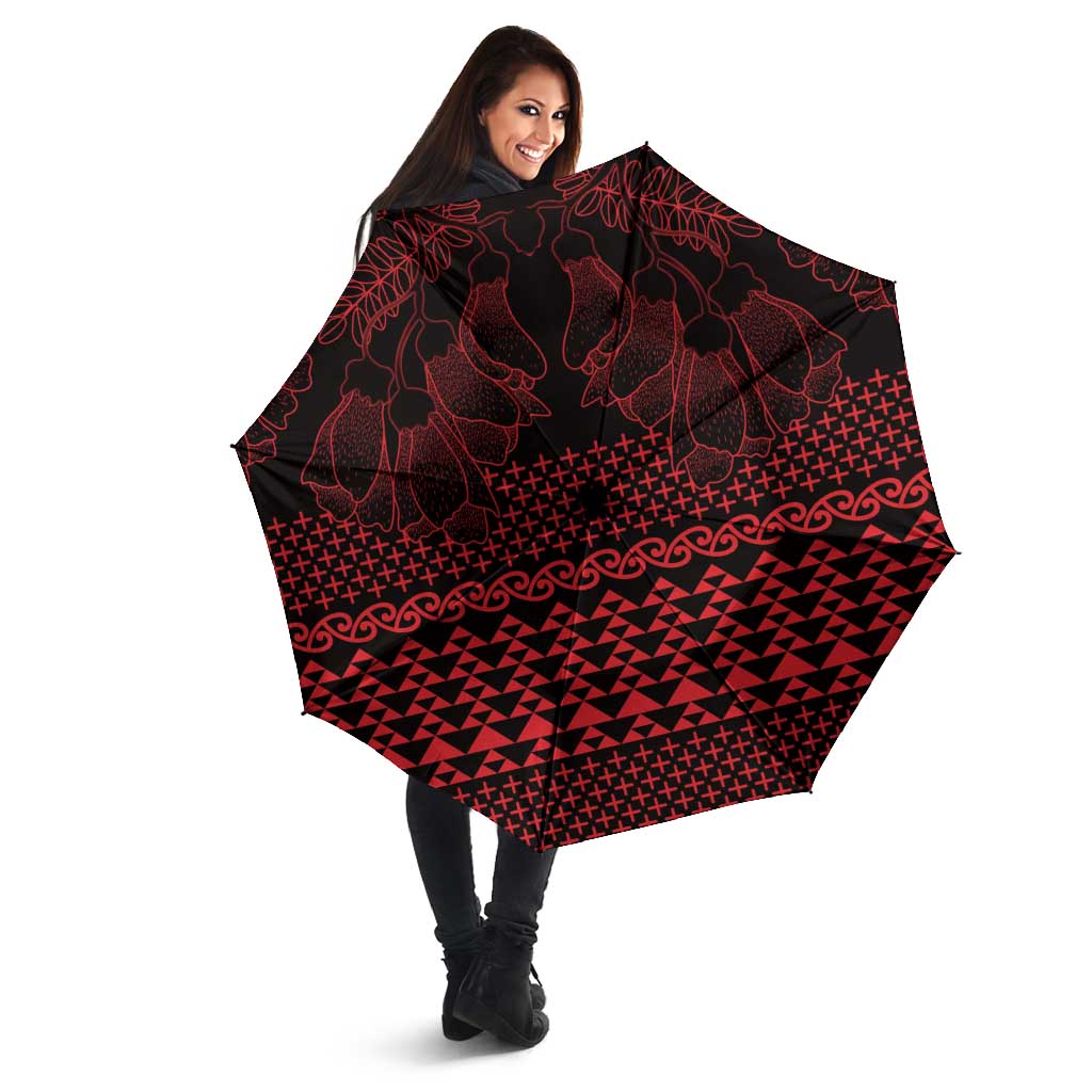 Red Taniko Kowhaiwhai Tukutuku Motif Umbrella - Polynesian Pride