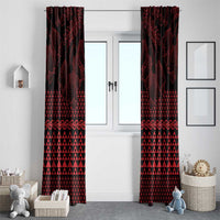 Red Taniko Kowhaiwhai Tukutuku Motif Window Curtain