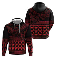 Red Taniko Kowhaiwhai Tukutuku Motif Zip Hoodie LT9 - Polynesian Pride