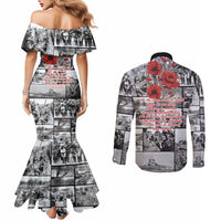 ANZAC Day Gallipoli Campaign Couples Matching Mermaid Dress and Long Sleeve Button Shirt To The End They Remain