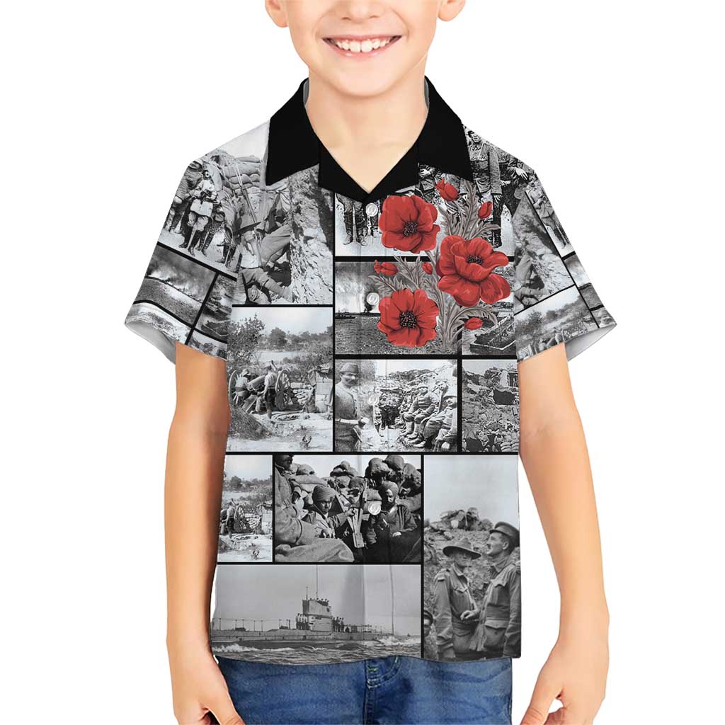 ANZAC Day Gallipoli Campaign Family Matching Short Sleeve Bodycon Dress and Hawaiian Shirt To The End They Remain LT9 Son's Shirt Black - Polynesian Pride