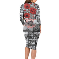 ANZAC Day Gallipoli Campaign Long Sleeve Bodycon Dress To The End They Remain