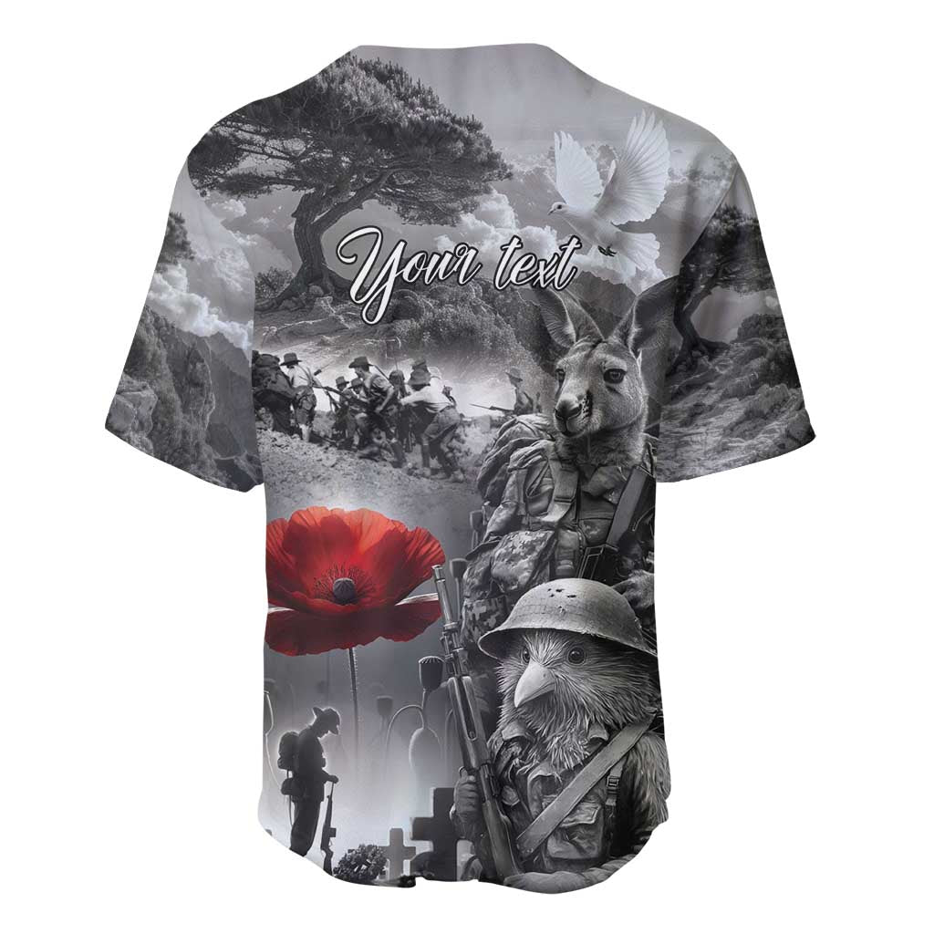 Black ANZAC Day The Battle of Lone Pine Baseball Jersey Kiwi-Kangaroo Soldier Lest We Forget