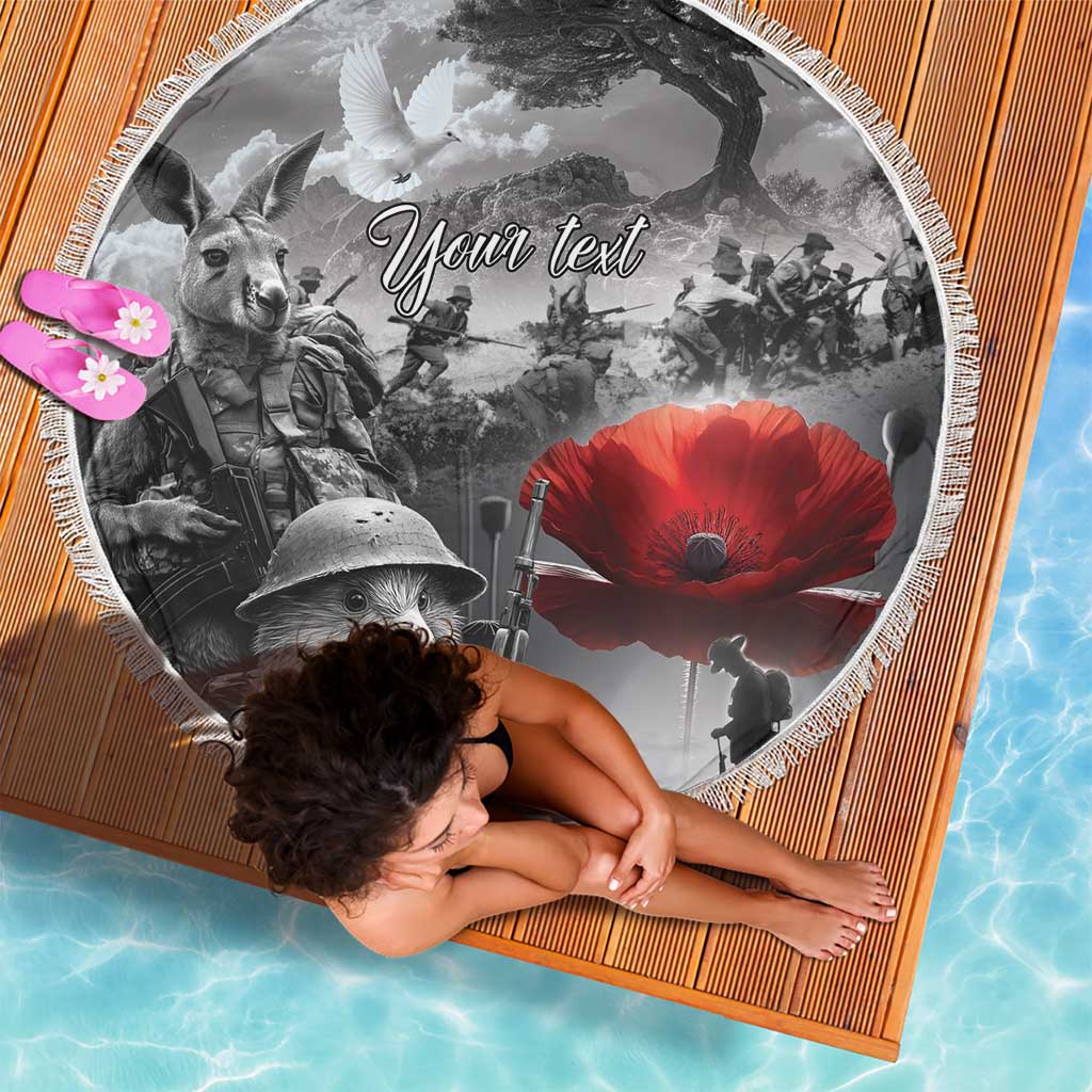 Black ANZAC Day The Battle of Lone Pine Beach Blanket Kiwi-Kangaroo Soldier Lest We Forget
