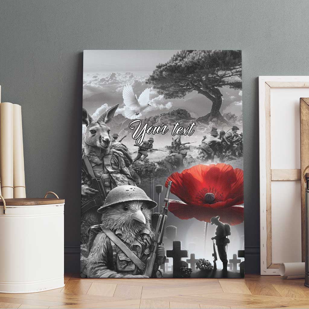 Black ANZAC Day The Battle of Lone Pine Canvas Wall Art Kiwi-Kangaroo Soldier Lest We Forget