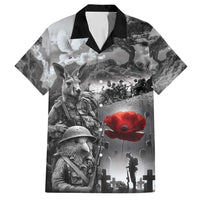 Black ANZAC Day The Battle of Lone Pine Family Matching Off Shoulder Maxi Dress and Hawaiian Shirt Kiwi-Kangaroo Soldier Lest We Forget LT9 Dad's Shirt - Short Sleeve Black - Polynesian Pride