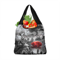 Black ANZAC Day The Battle of Lone Pine Grocery Bag Kiwi-Kangaroo Soldier Lest We Forget LT9 1-pack One Size Black - Polynesian Pride