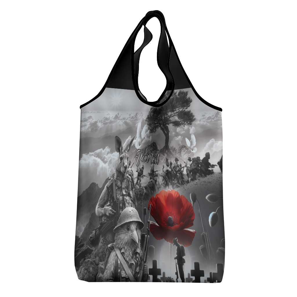 Black ANZAC Day The Battle of Lone Pine Grocery Bag Kiwi-Kangaroo Soldier Lest We Forget LT9 - Polynesian Pride