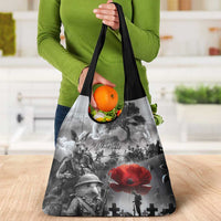 Black ANZAC Day The Battle of Lone Pine Grocery Bag Kiwi-Kangaroo Soldier Lest We Forget LT9 - Polynesian Pride