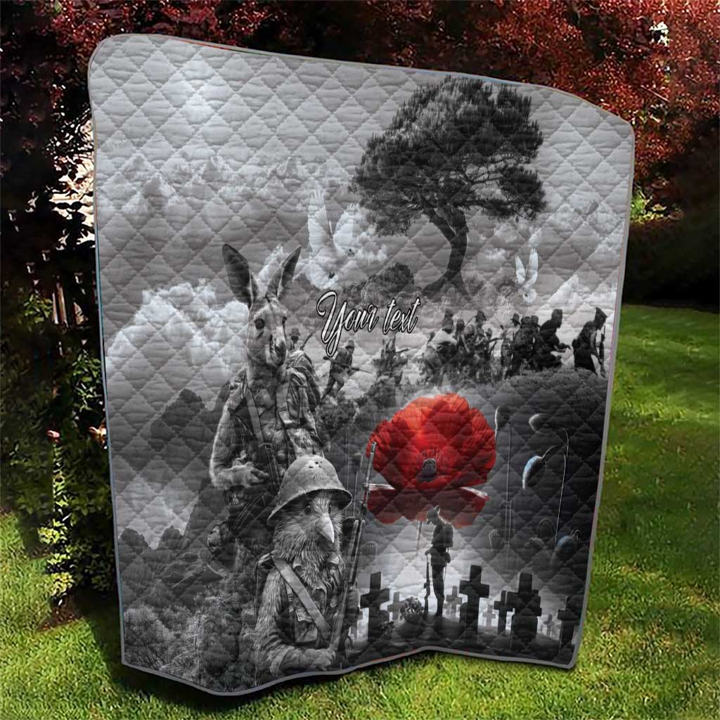 Black ANZAC Day The Battle of Lone Pine Quilt Kiwi-Kangaroo Soldier Lest We Forget