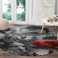 Black ANZAC Day The Battle of Lone Pine Round Carpet Kiwi-Kangaroo Soldier Lest We Forget