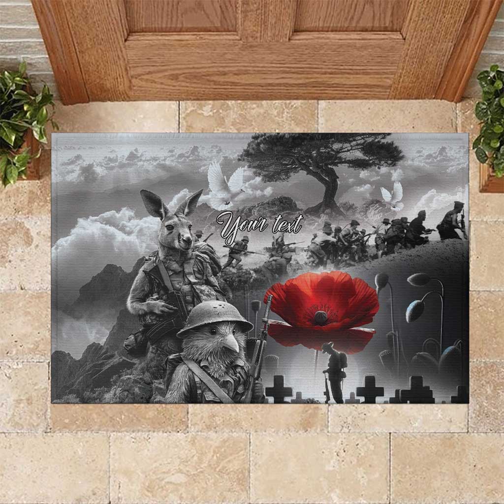 Black ANZAC Day The Battle of Lone Pine Rubber Doormat Kiwi-Kangaroo Soldier Lest We Forget