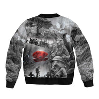 Black ANZAC Day The Battle of Lone Pine Sleeve Zip Bomber Jacket Kiwi-Kangaroo Soldier Lest We Forget LT9 - Polynesian Pride