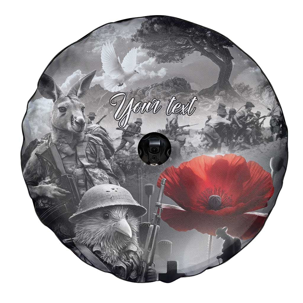 Black ANZAC Day The Battle of Lone Pine Spare Tire Cover Kiwi-Kangaroo Soldier Lest We Forget
