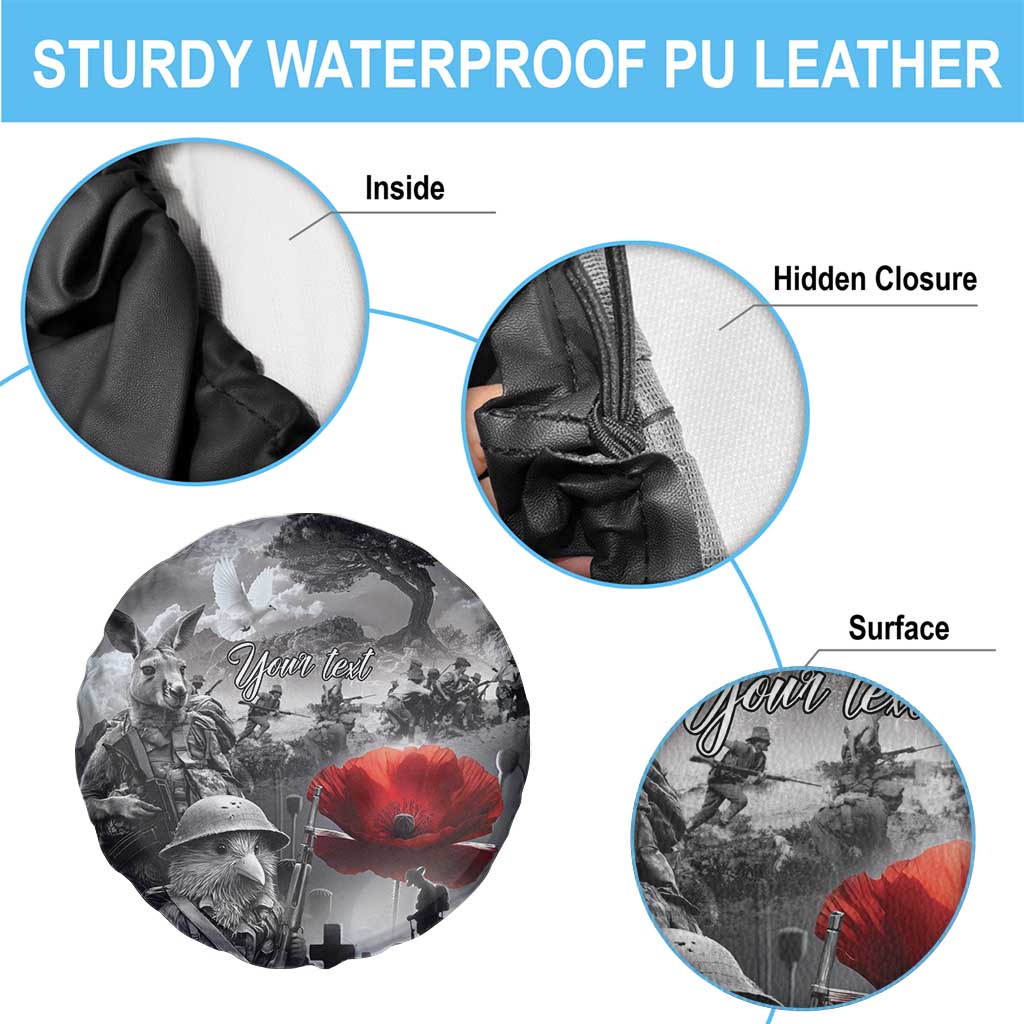 Black ANZAC Day The Battle of Lone Pine Spare Tire Cover Kiwi-Kangaroo Soldier Lest We Forget