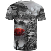 Black ANZAC Day The Battle of Lone Pine T Shirt Kiwi-Kangaroo Soldier Lest We Forget