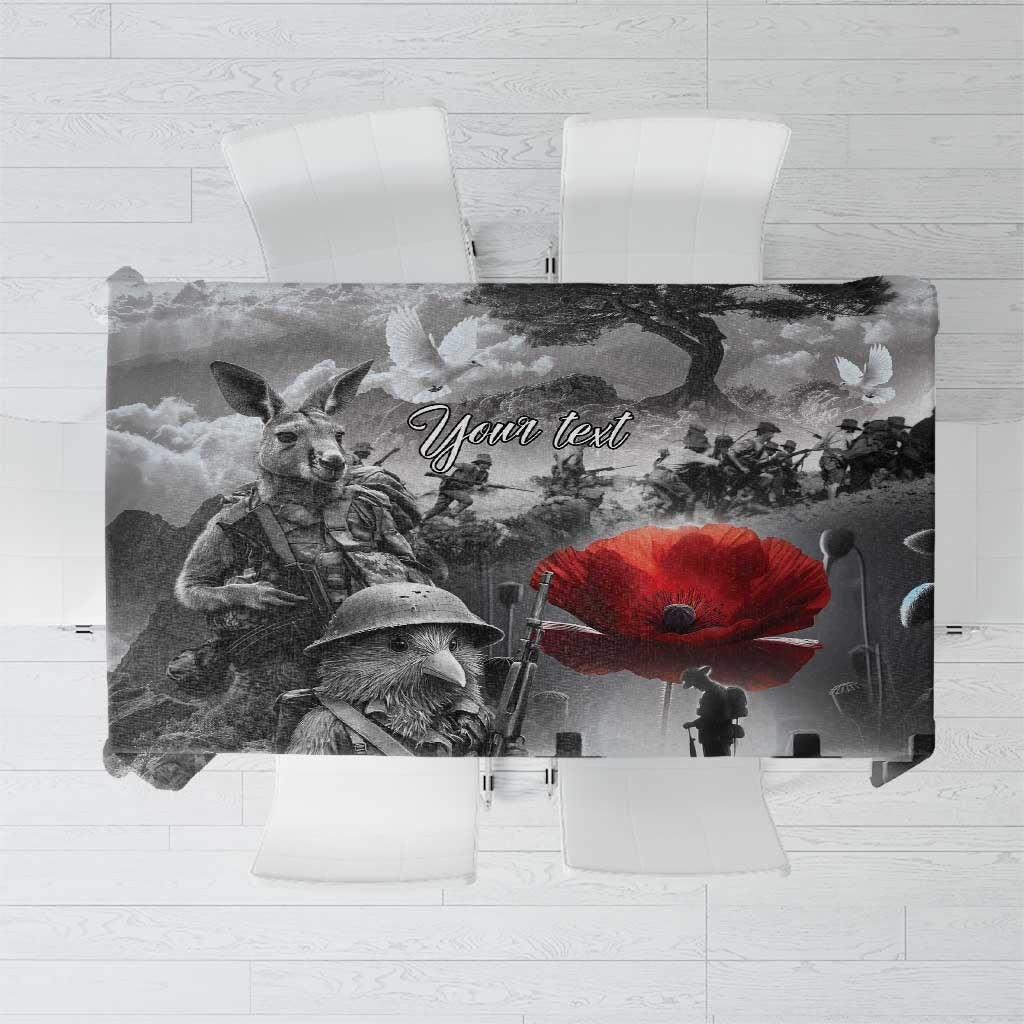 Black ANZAC Day The Battle of Lone Pine Tablecloth Kiwi-Kangaroo Soldier Lest We Forget