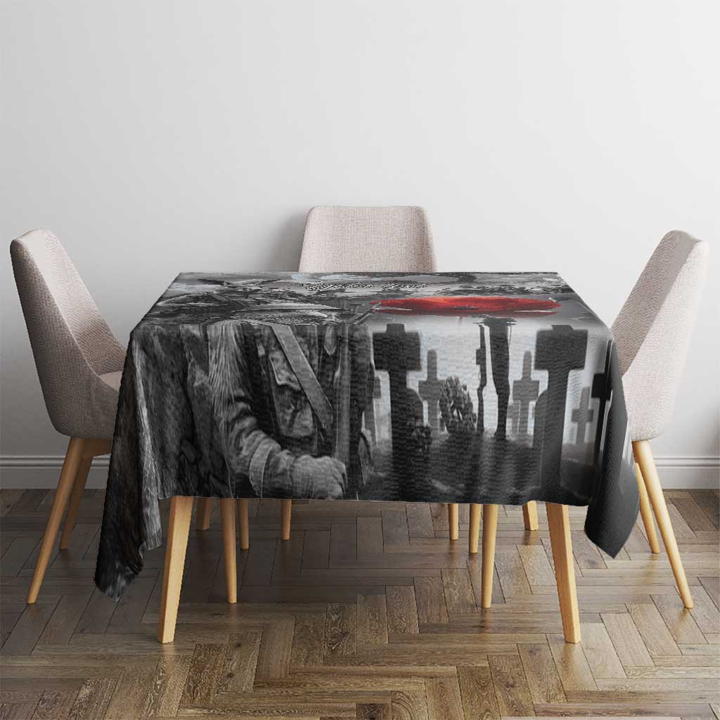 Black ANZAC Day The Battle of Lone Pine Tablecloth Kiwi-Kangaroo Soldier Lest We Forget