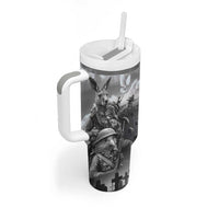 Black ANZAC Day The Battle of Lone Pine Tumbler With Handle Kiwi-Kangaroo Soldier Lest We Forget