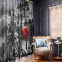 Black ANZAC Day The Battle of Lone Pine Window Curtain Kiwi-Kangaroo Soldier Lest We Forget