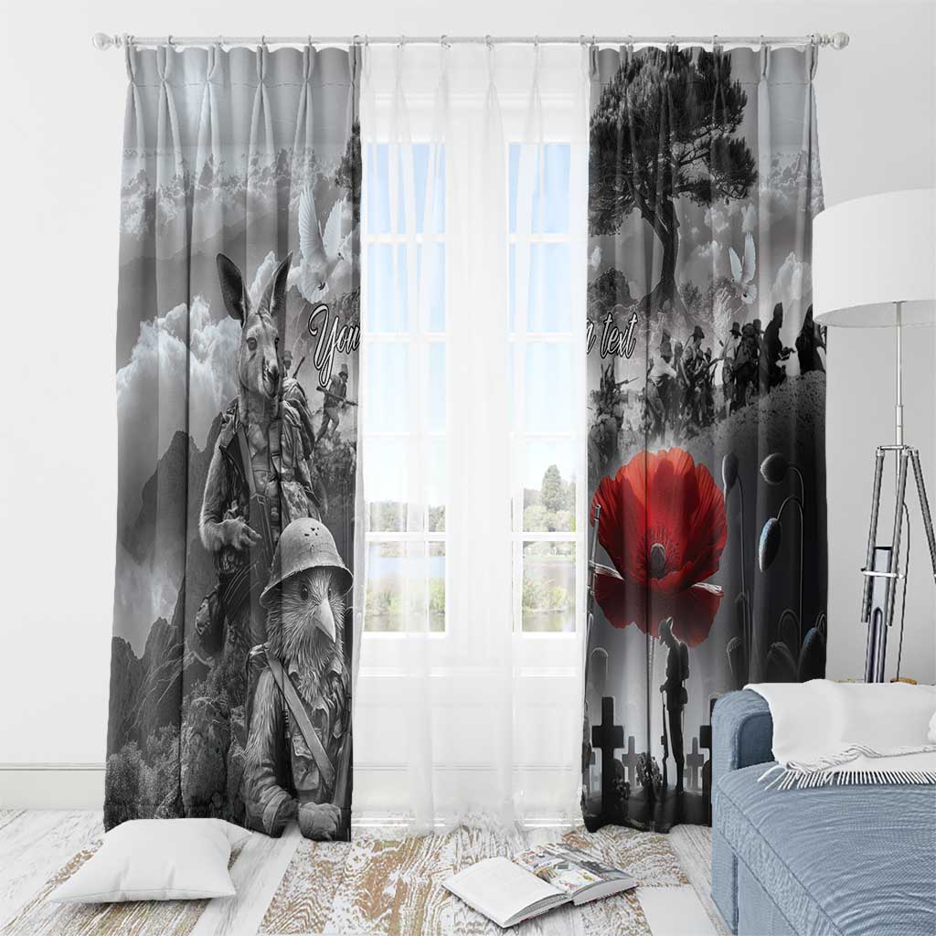 Black ANZAC Day The Battle of Lone Pine Window Curtain Kiwi-Kangaroo Soldier Lest We Forget