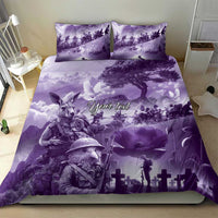 Purple ANZAC Day The Battle of Lone Pine Bedding Set Kiwi-Kangaroo Soldier Lest We Forget