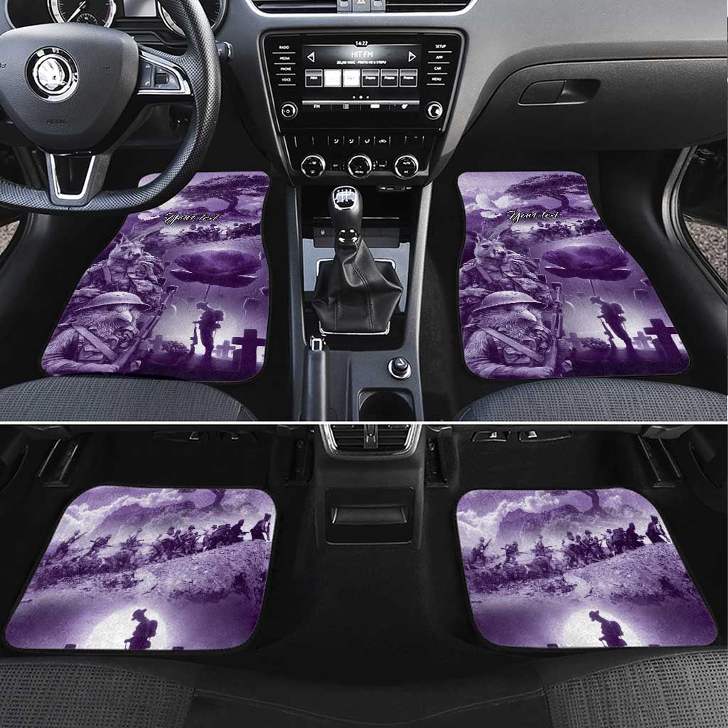 Purple ANZAC Day The Battle of Lone Pine Car Mats Kiwi-Kangaroo Soldier Lest We Forget