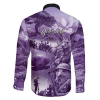 Purple ANZAC Day The Battle of Lone Pine Family Matching Mermaid Dress and Hawaiian Shirt Kiwi-Kangaroo Soldier Lest We Forget LT9 - Polynesian Pride