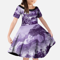 Purple ANZAC Day The Battle of Lone Pine Family Matching Off The Shoulder Long Sleeve Dress and Hawaiian Shirt Kiwi-Kangaroo Soldier Lest We Forget