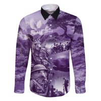 Purple ANZAC Day The Battle of Lone Pine Family Matching Off The Shoulder Long Sleeve Dress and Hawaiian Shirt Kiwi-Kangaroo Soldier Lest We Forget