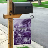 Purple ANZAC Day The Battle of Lone Pine Garden Flag Kiwi-Kangaroo Soldier Lest We Forget