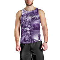 Purple ANZAC Day The Battle of Lone Pine Men Tank Top Kiwi-Kangaroo Soldier Lest We Forget