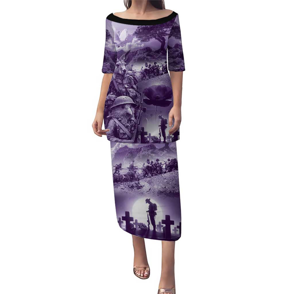 Purple ANZAC Day The Battle of Lone Pine Puletasi Kiwi-Kangaroo Soldier Lest We Forget