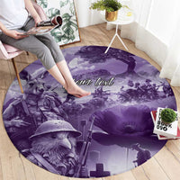 Purple ANZAC Day The Battle of Lone Pine Round Carpet Kiwi-Kangaroo Soldier Lest We Forget