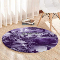 Purple ANZAC Day The Battle of Lone Pine Round Carpet Kiwi-Kangaroo Soldier Lest We Forget