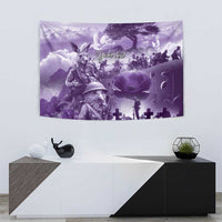 Purple ANZAC Day The Battle of Lone Pine Tapestry Kiwi-Kangaroo Soldier Lest We Forget