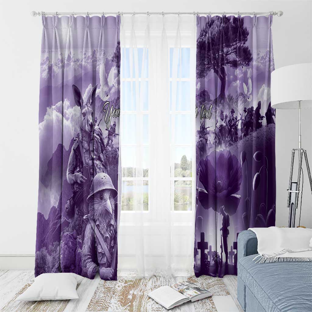 Purple ANZAC Day The Battle of Lone Pine Window Curtain Kiwi-Kangaroo Soldier Lest We Forget
