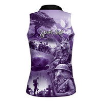 Purple ANZAC Day The Battle of Lone Pine Women Sleeveless Polo Shirt Kiwi-Kangaroo Soldier Lest We Forget
